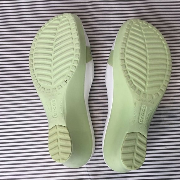 Crocs Women's White and Green Slide Sandals - Picture 5 of 5
